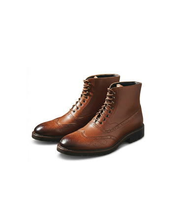 Axel | Men's Brown Leather Wingtip Brogue Boots
