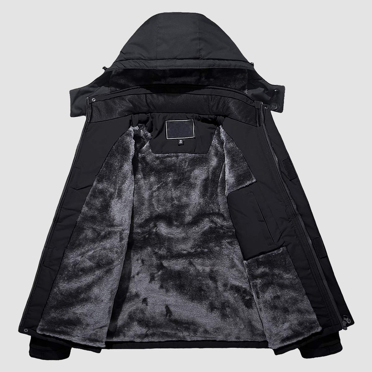 Black Grey MAGCOMSEN Men's Water-Repellent Winter Ski Jacket with Fleece Lining in #Color_Black Grey