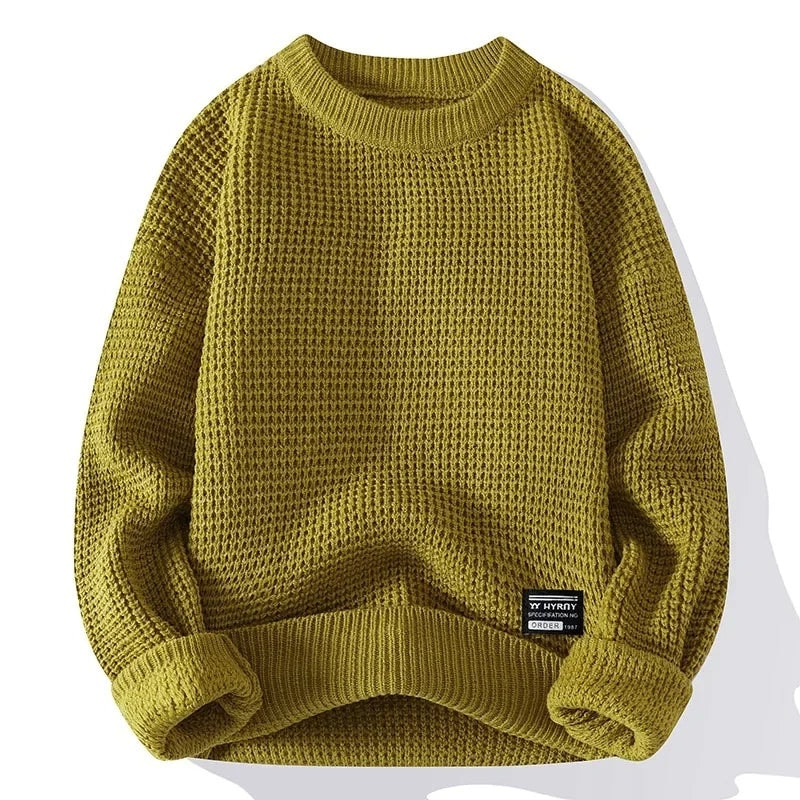 Dean | Men's Waffle Knit Oversized Crew Neck Sweater