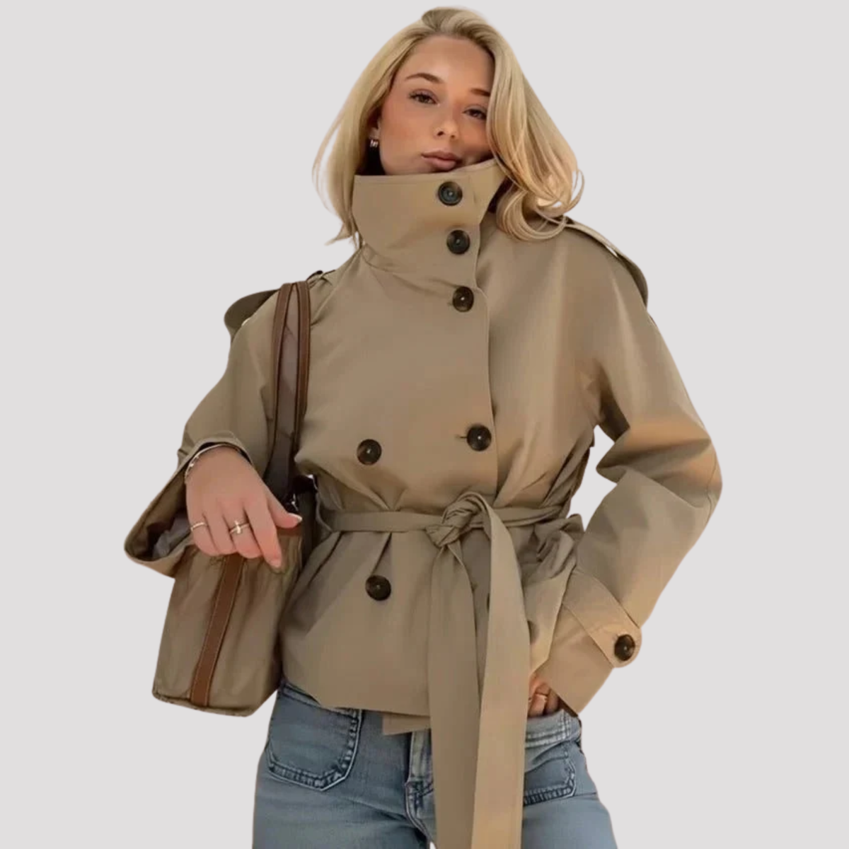 Ruby | Women's Double Breasted Belted Peacoat Jacket