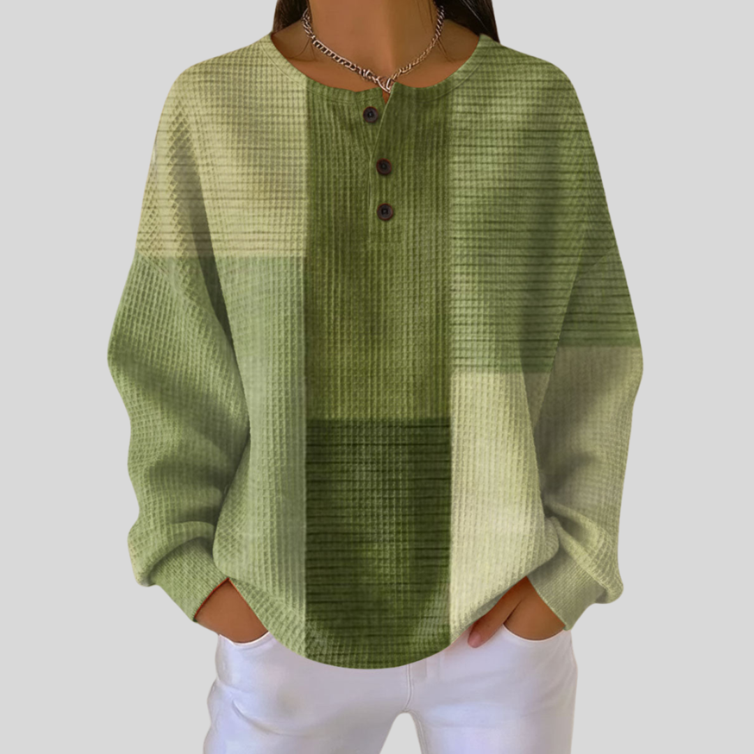 Juliette | Women's Color Block Button Front Henley Sweatshirt