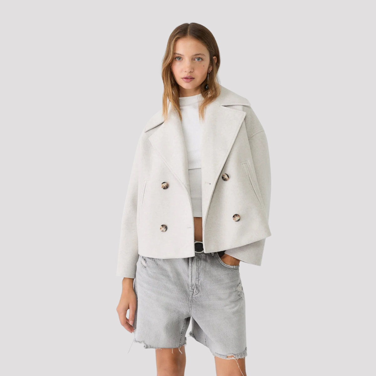 Lana | Women's Oversized Cropped Double Breasted Peacoat