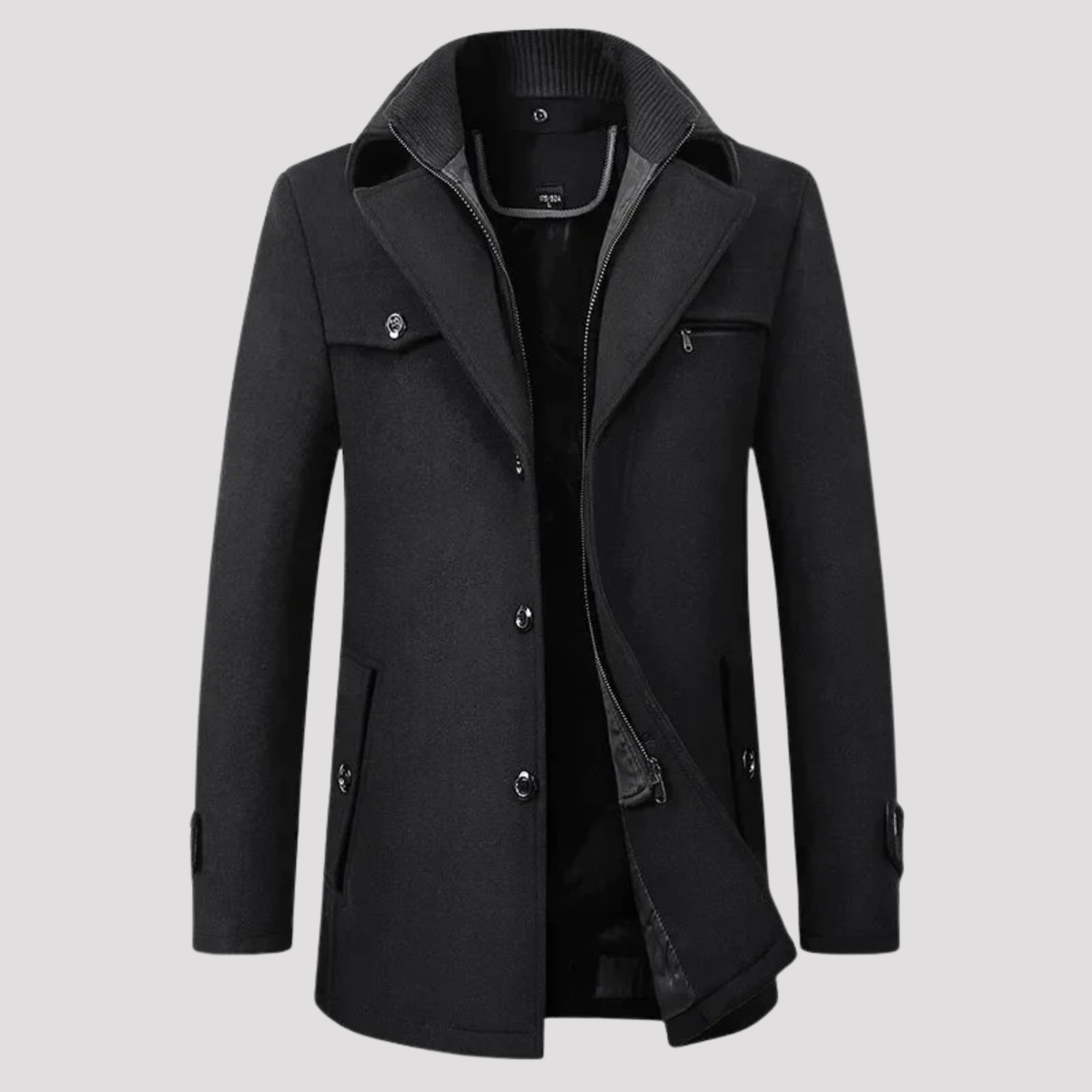 Sawyer | Men's Stand Collar Zip Front Wool Peacoat