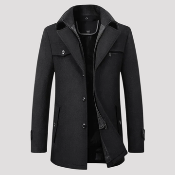Sawyer | Men's Stand Collar Zip Front Wool Peacoat