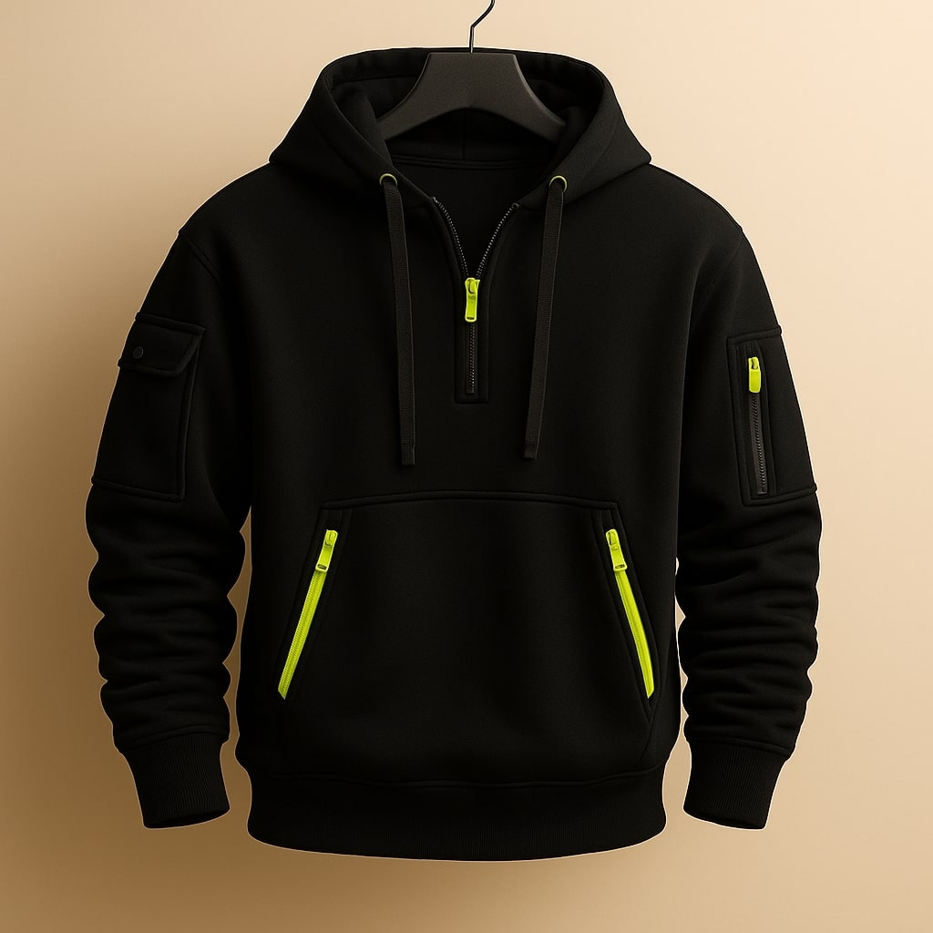 Elliot | Half Zip Fleece Hoodie with Cargo Pocket for Men