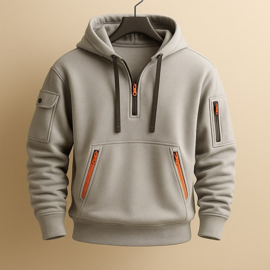 Elliot | Half Zip Fleece Hoodie with Cargo Pocket for Men