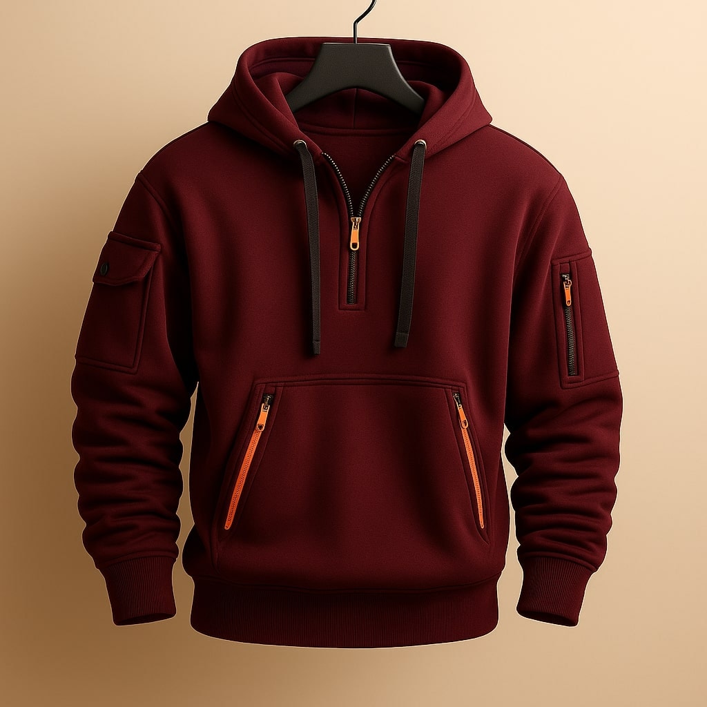 Elliot | Half Zip Fleece Hoodie with Cargo Pocket for Men