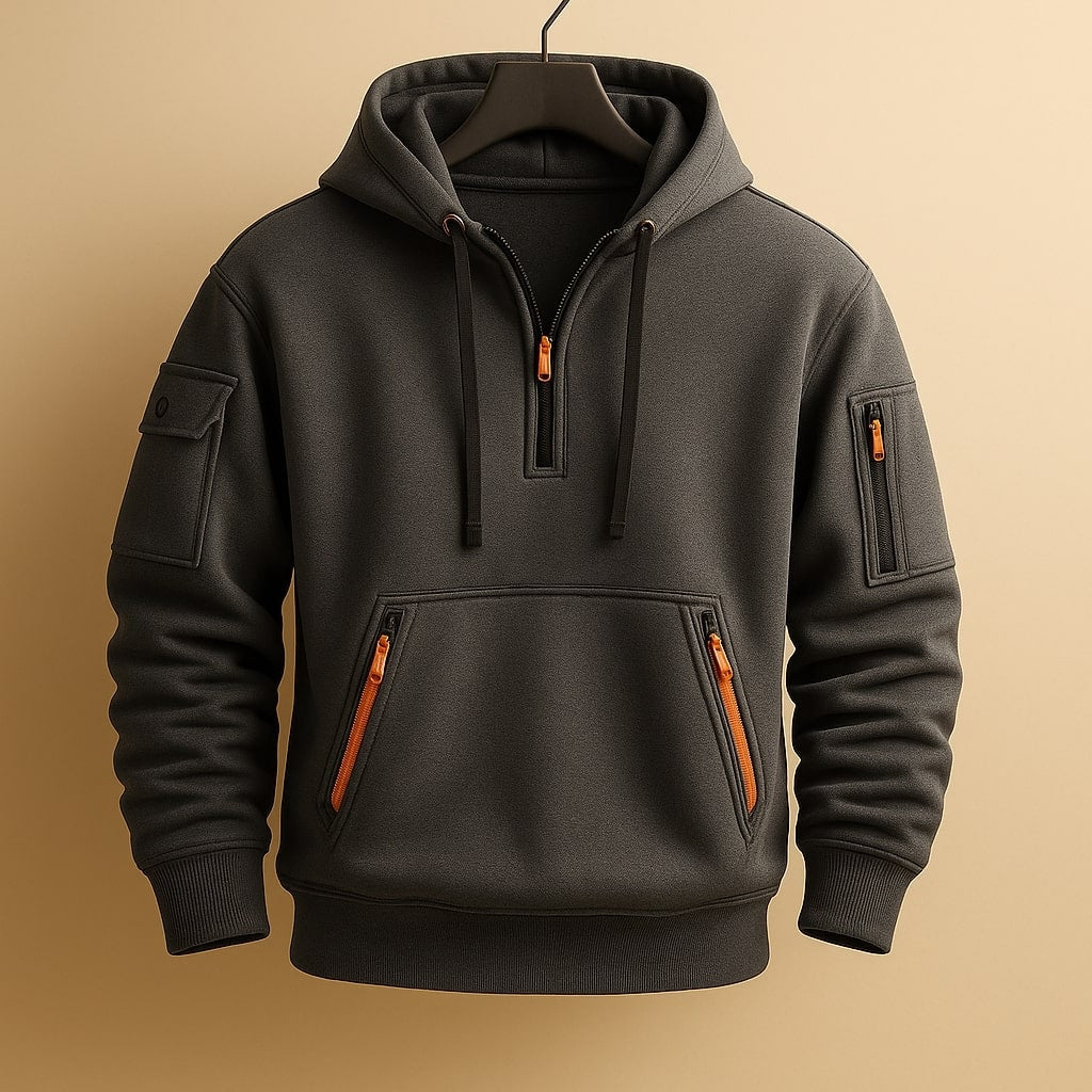 Elliot | Half Zip Fleece Hoodie with Cargo Pocket for Men