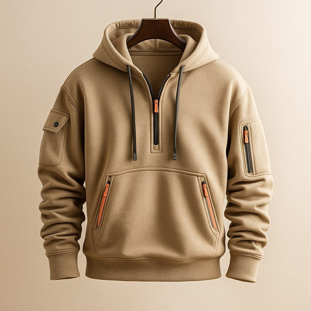 Elliot | Half Zip Fleece Hoodie with Cargo Pocket for Men