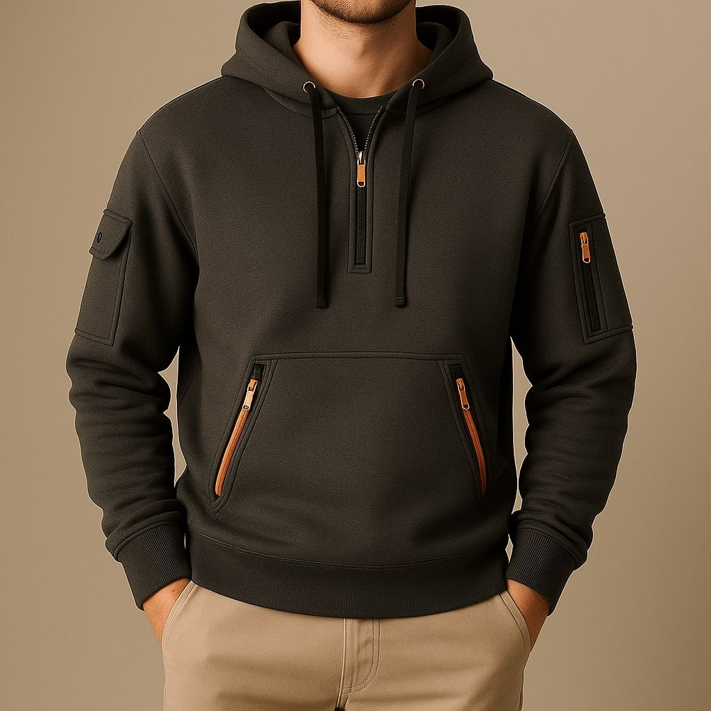 Elliot | Half Zip Fleece Hoodie with Cargo Pocket for Men