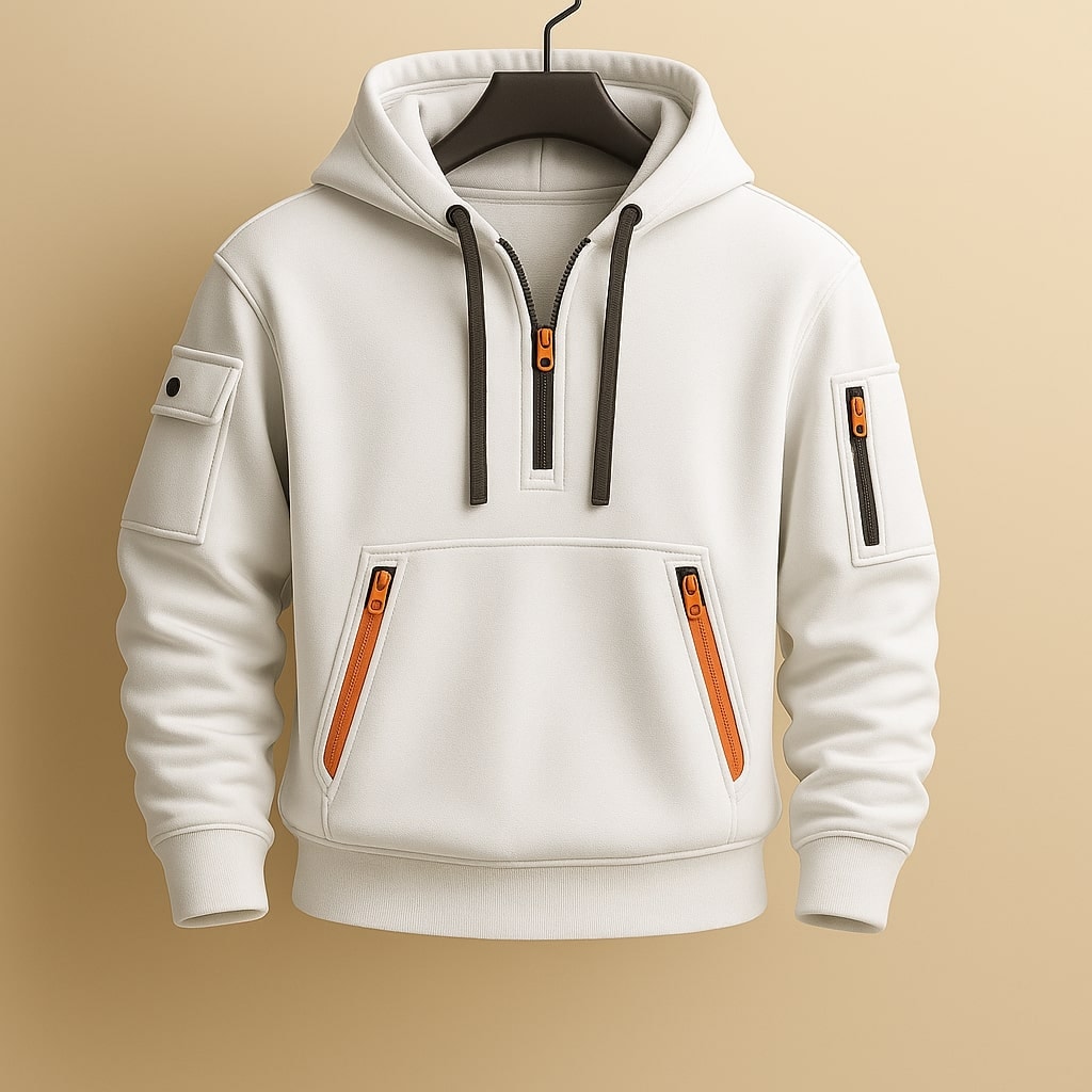 Elliot | Half Zip Fleece Hoodie with Cargo Pocket for Men