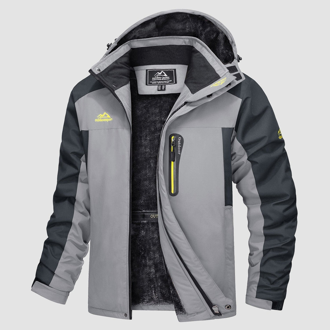 Light Grey MAGCOMSEN Men's Water Resistant Ski Jacket - Fleece Lined Parka in #Color_Light Grey