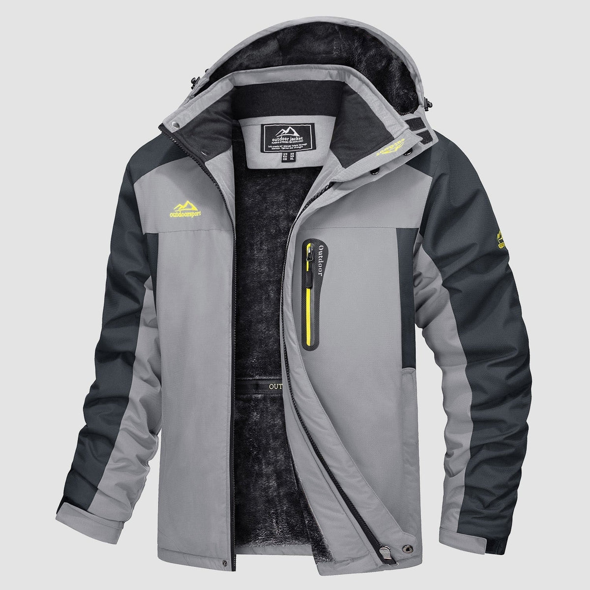 Light Grey MAGCOMSEN Men's Water Resistant Ski Jacket - Fleece Lined Parka in #Color_Light Grey