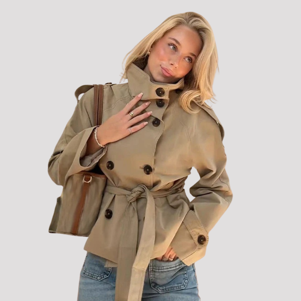 Ruby | Women's Double Breasted Belted Peacoat Jacket