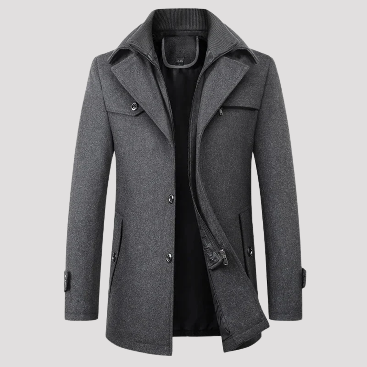 Sawyer | Men's Stand Collar Zip Front Wool Peacoat