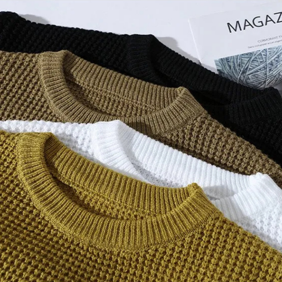 Dean | Men's Waffle Knit Oversized Crew Neck Sweater