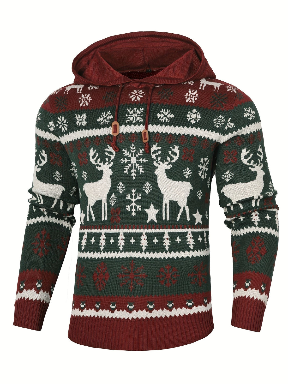 Asher | Men's Reindeer Knit Hooded Christmas Sweater