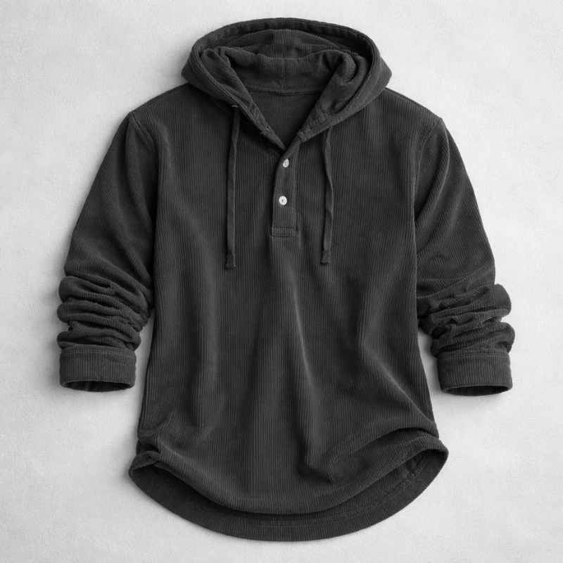Beckett | Men's Corduroy Ribbed Hooded Henley Pullover