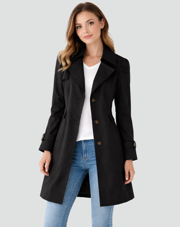 Maisie | Women's Tailored Trench Coat Classic Lapel Mid Length