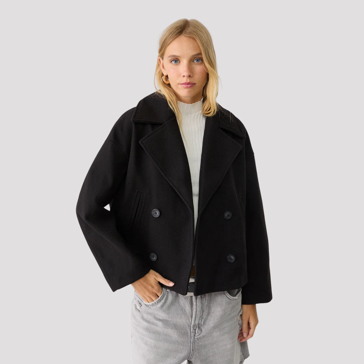 Lana | Women's Oversized Cropped Double Breasted Peacoat