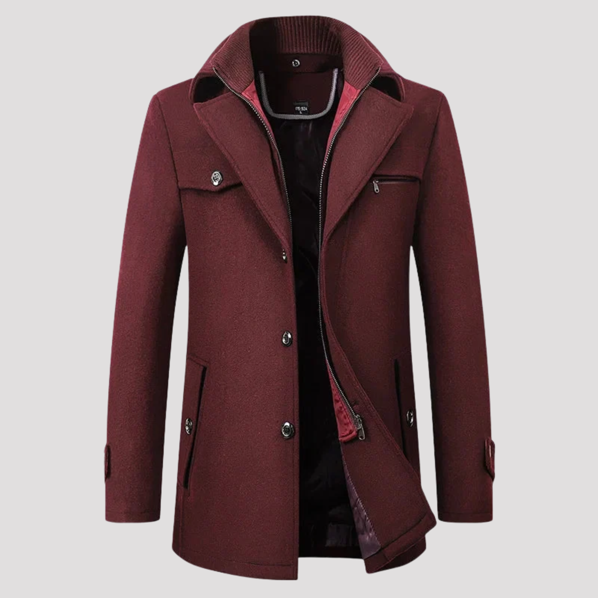 Sawyer | Men's Stand Collar Zip Front Wool Peacoat