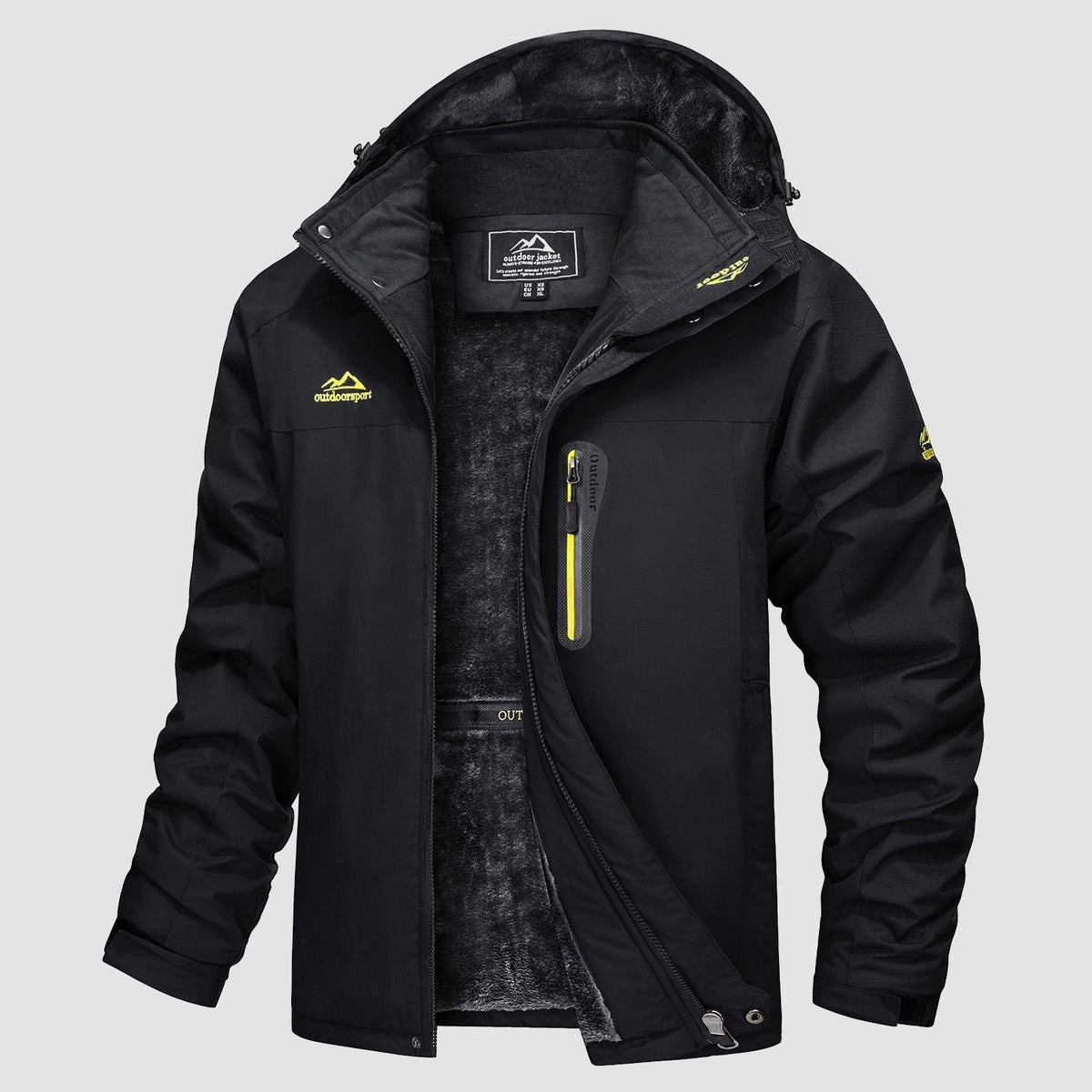 Black MAGCOMSEN Men's Water Resistant Ski Jacket - Fleece Lined Parka in #Color_Black