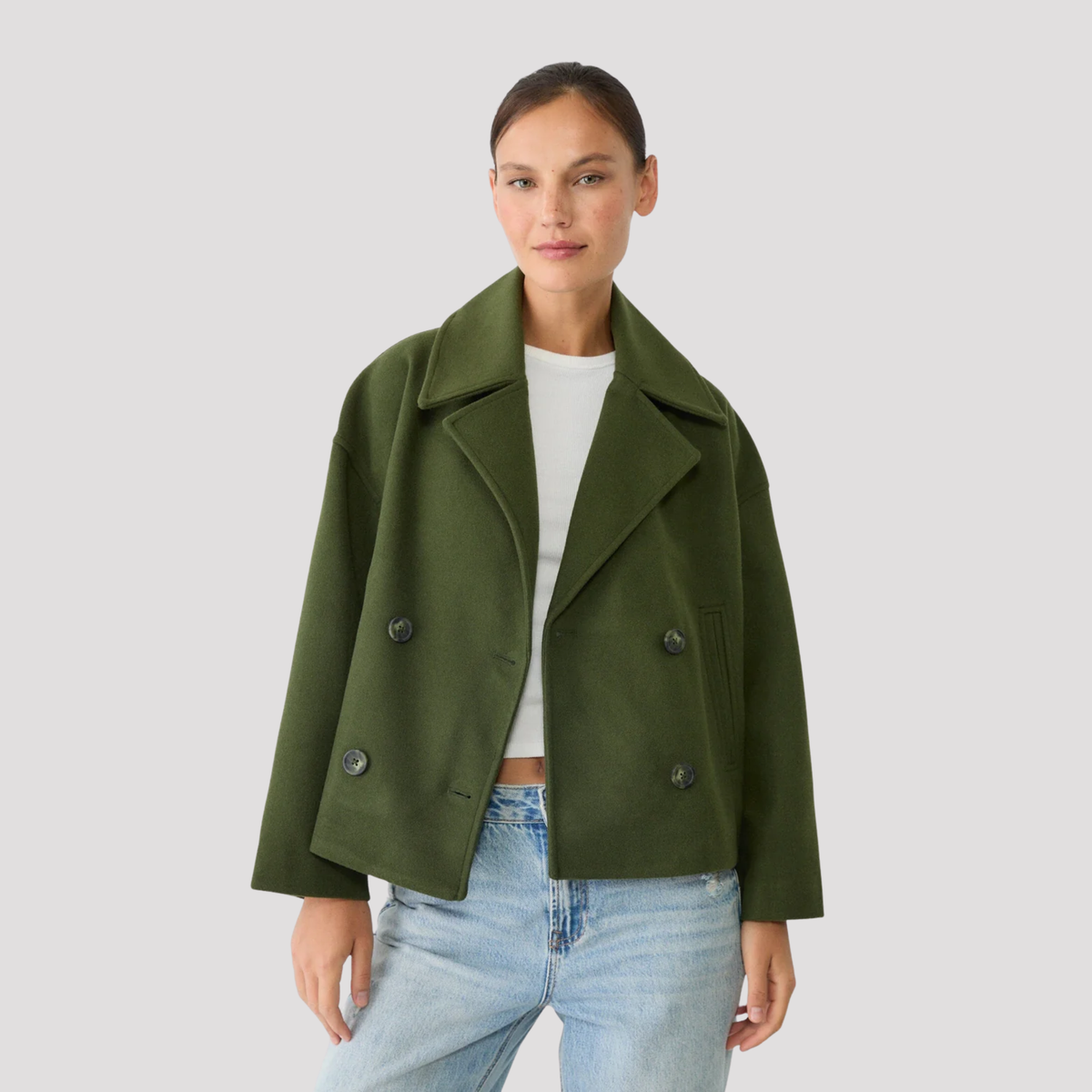 Lana | Women's Oversized Cropped Double Breasted Peacoat