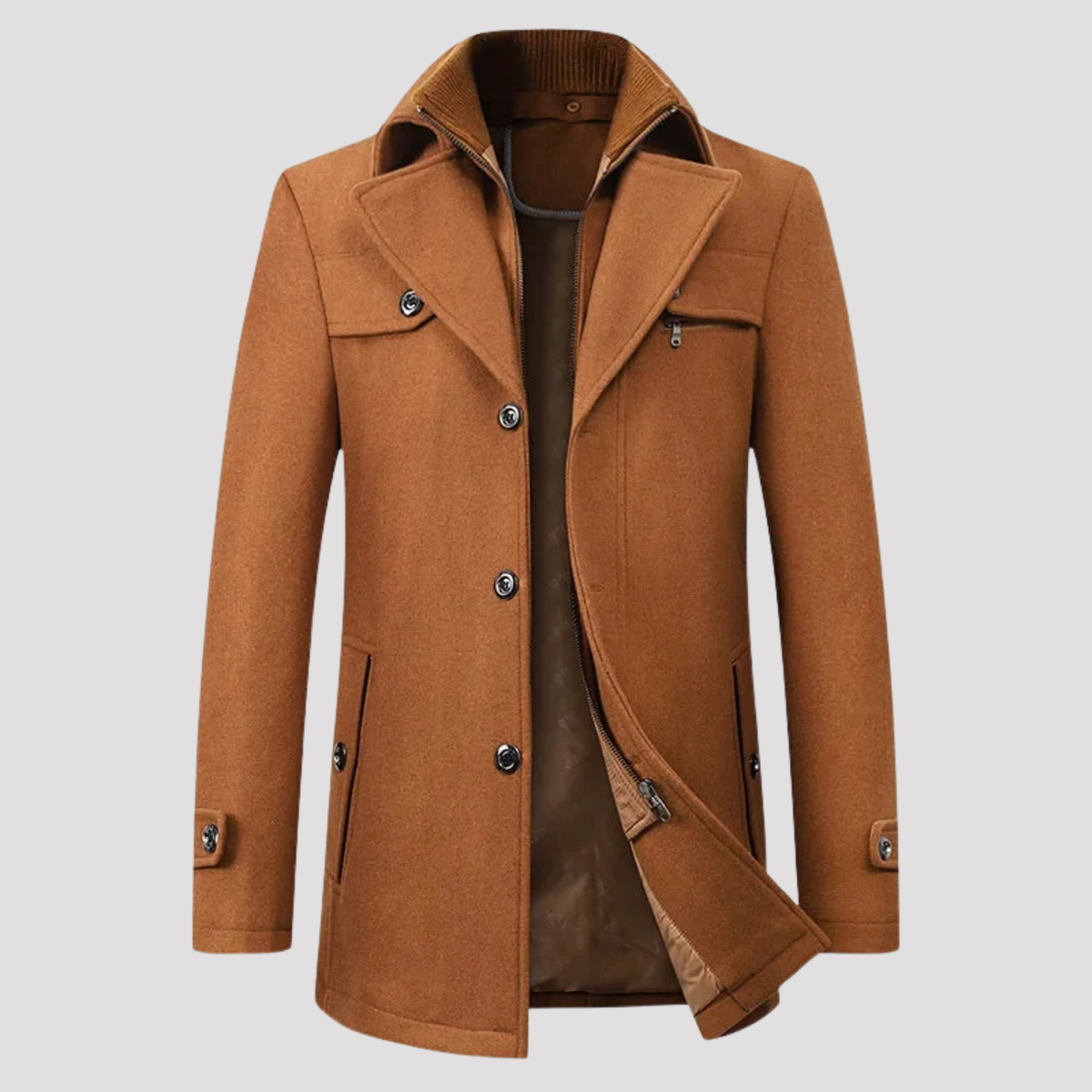 Sawyer | Men's Stand Collar Zip Front Wool Peacoat