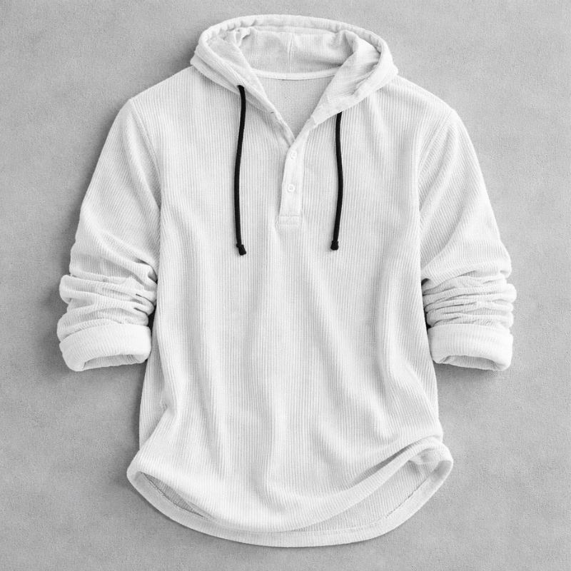 Beckett | Men's Corduroy Ribbed Hooded Henley Pullover