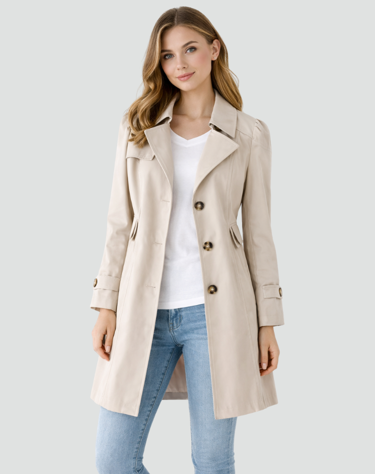 Maisie | Women's Tailored Trench Coat Classic Lapel Mid Length