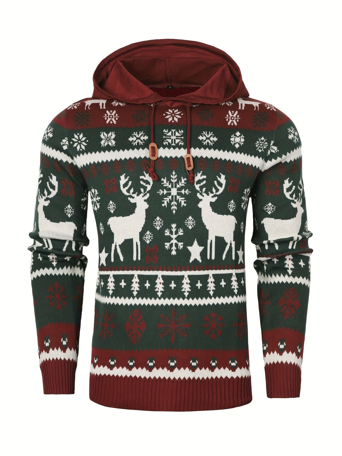 Asher | Men's Reindeer Knit Hooded Christmas Sweater