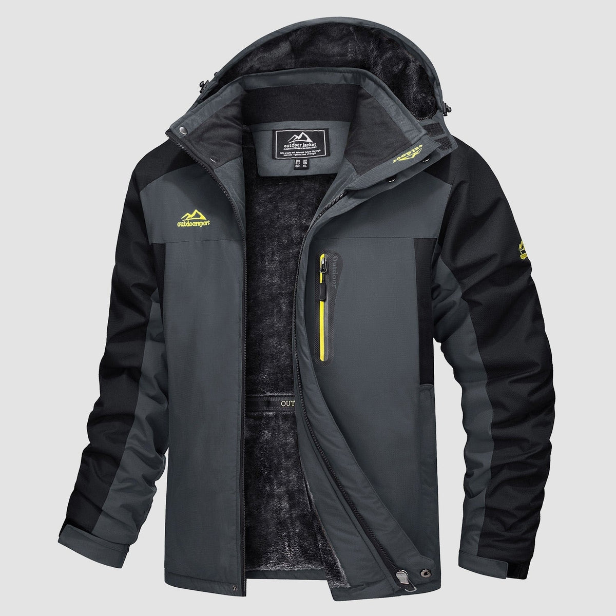 Grey Black MAGCOMSEN Men's Water Resistant Ski Jacket - Fleece Lined Parka in #Color_Grey Black