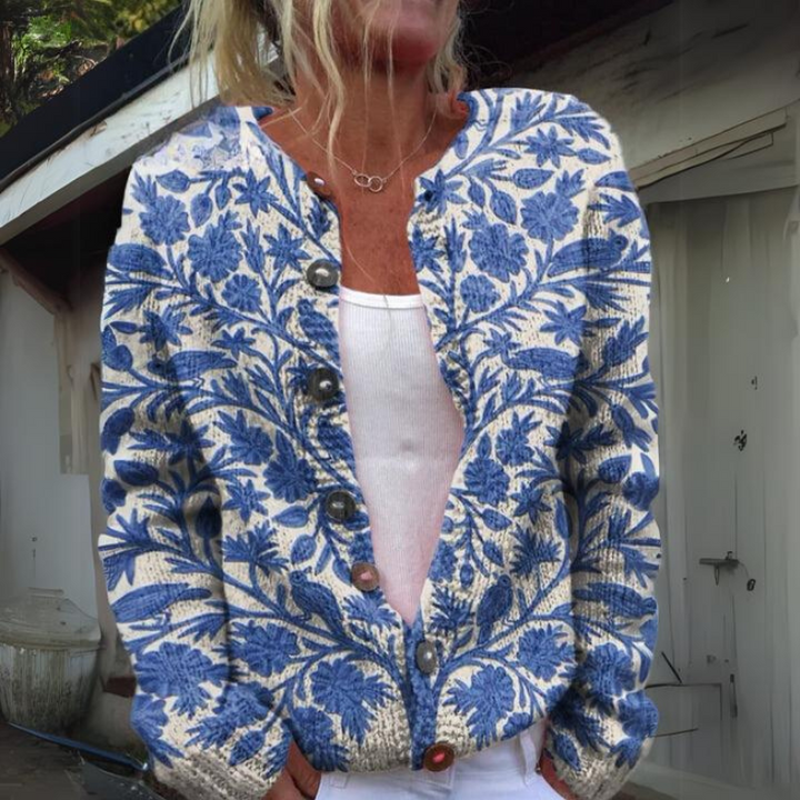 Women’s Printed Button Cardigan Long Sleeve Casual Knit