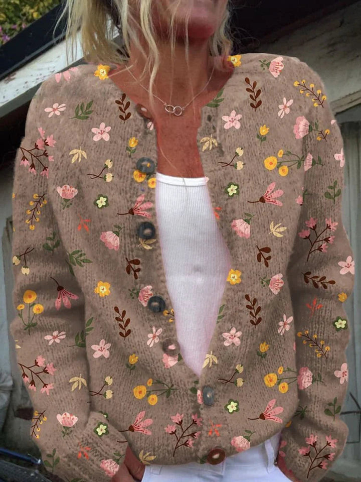 Women’s Printed Button Cardigan Long Sleeve Casual Knit