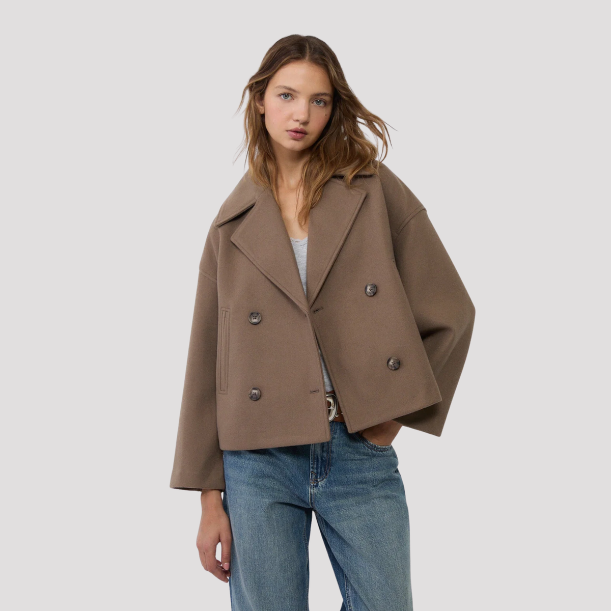 Lana | Women's Oversized Cropped Double Breasted Peacoat