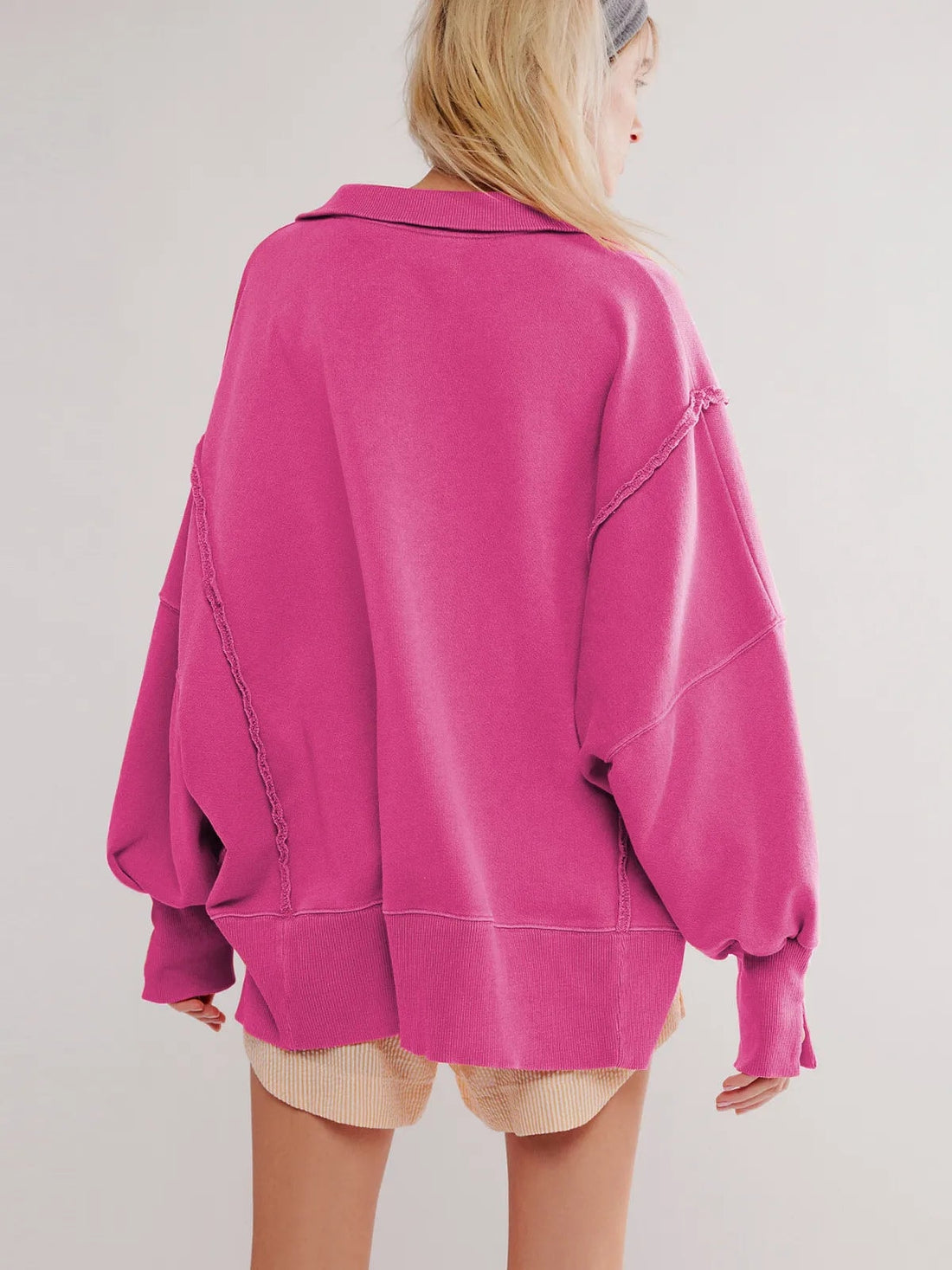 Brielle | Women's Oversized Henley Sweatshirt with Balloon Sleeves