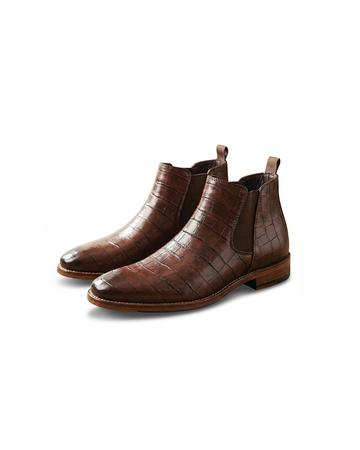 Dallas | Men's Crocodile Embossed Leather Chelsea Boots