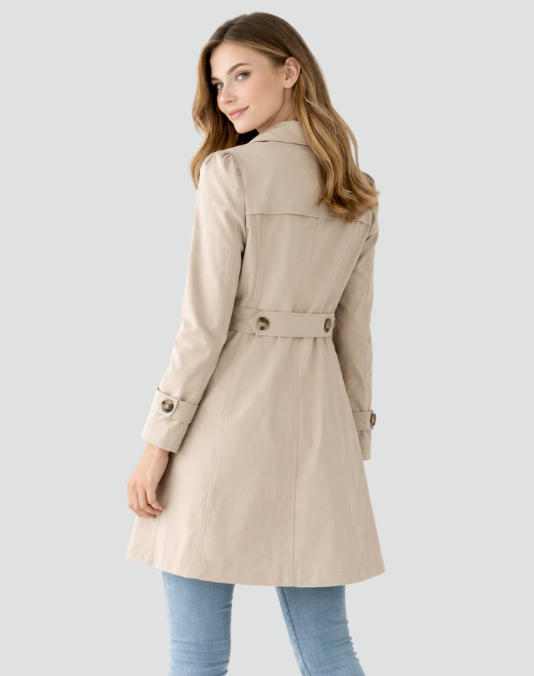 Maisie | Women's Tailored Trench Coat Classic Lapel Mid Length
