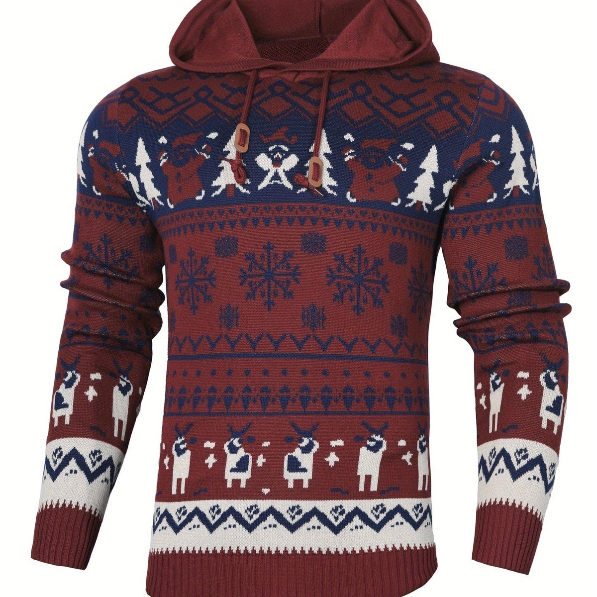 Asher | Men's Reindeer Knit Hooded Christmas Sweater