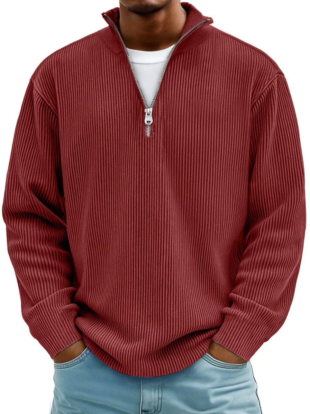 Holden | Ribbed Knit Quarter Zip Pullover Sweater for Men