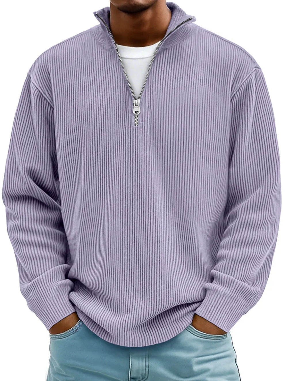 Holden | Ribbed Knit Quarter Zip Pullover Sweater for Men