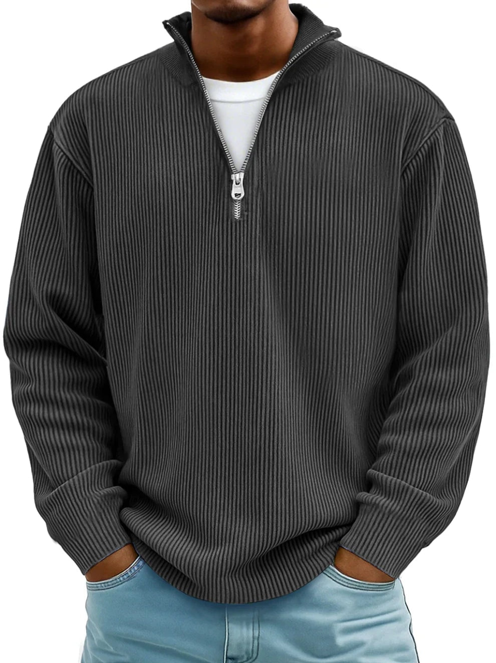 Holden | Ribbed Knit Quarter Zip Pullover Sweater for Men