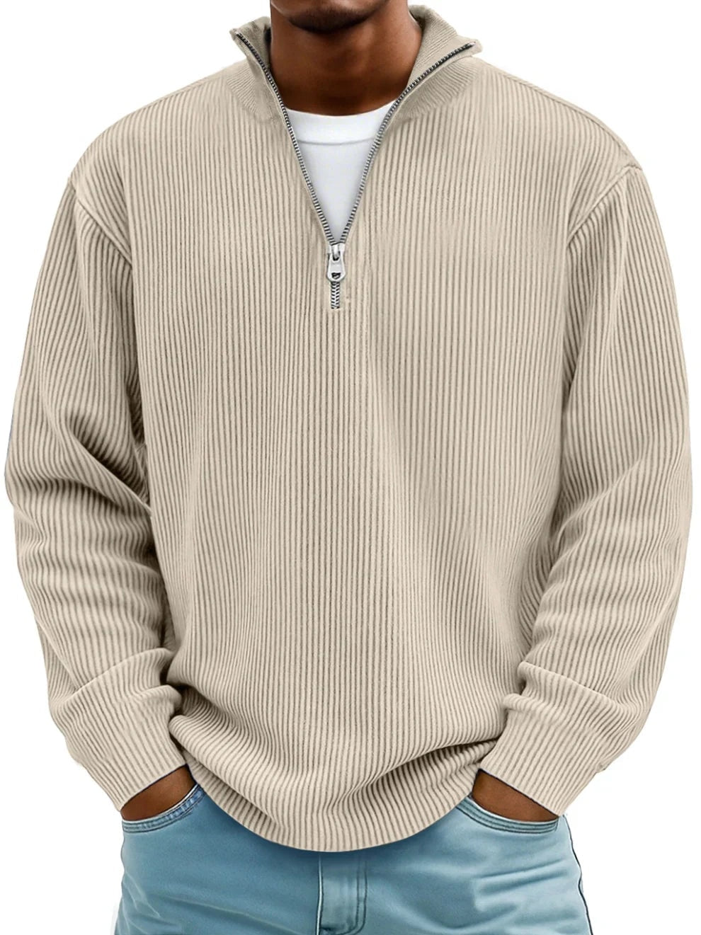 Holden | Ribbed Knit Quarter Zip Pullover Sweater for Men