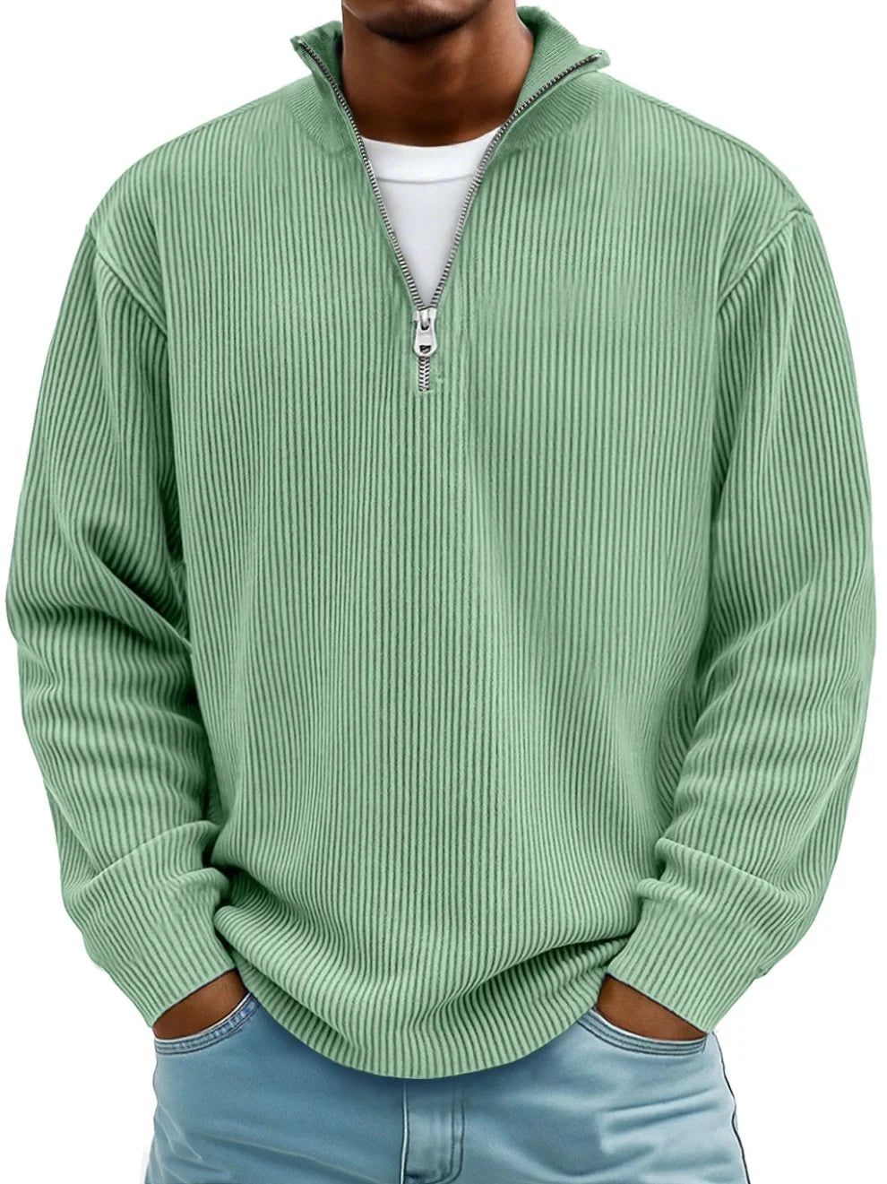 Holden | Ribbed Knit Quarter Zip Pullover Sweater for Men