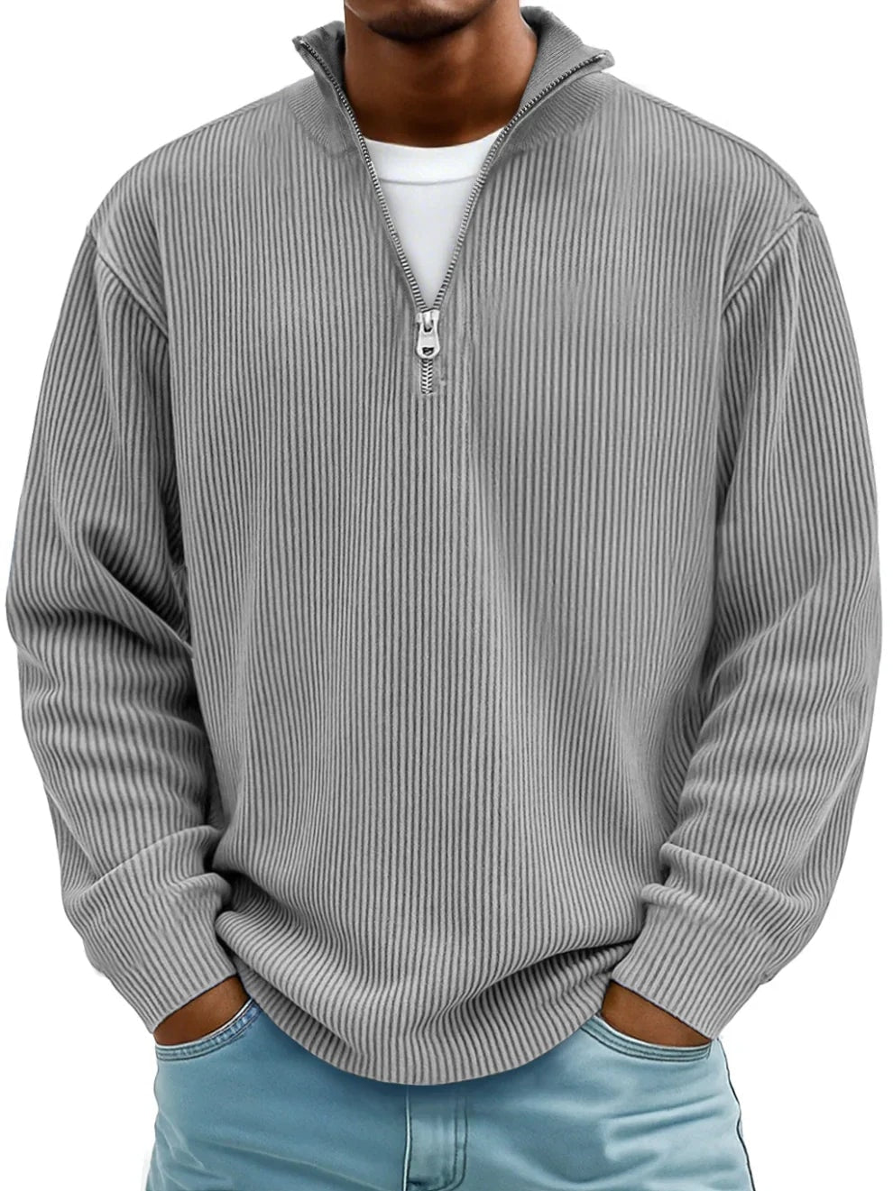 Holden | Ribbed Knit Quarter Zip Pullover Sweater for Men