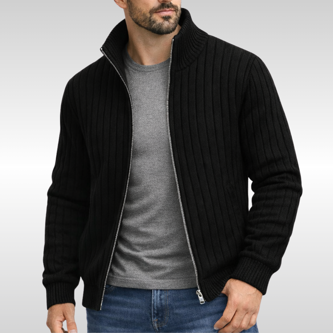 Austin | Men's Ribbed Knit Zip Up Cardigan Jacket