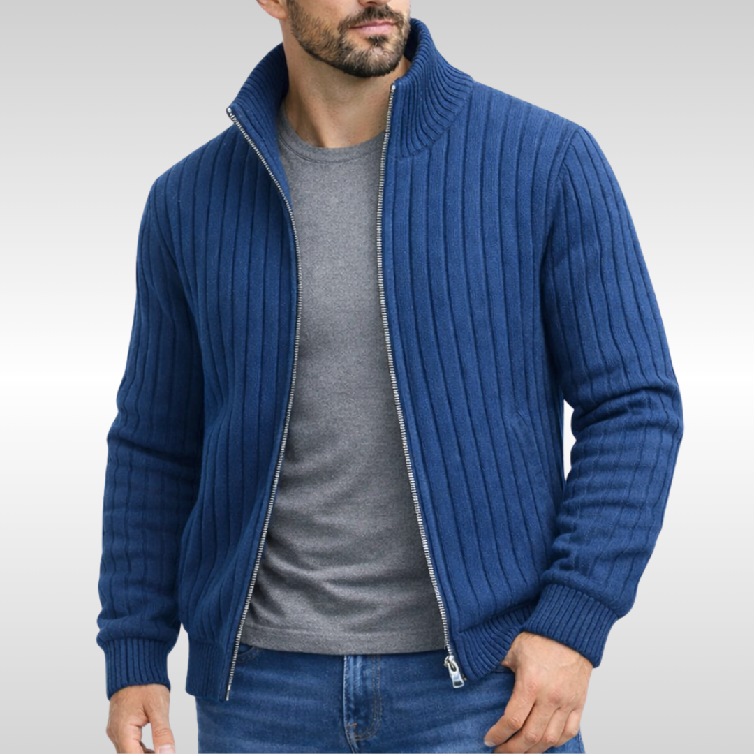 Austin | Men's Ribbed Knit Zip Up Cardigan Jacket