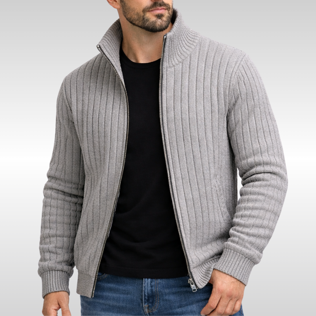 Austin | Men's Ribbed Knit Zip Up Cardigan Jacket