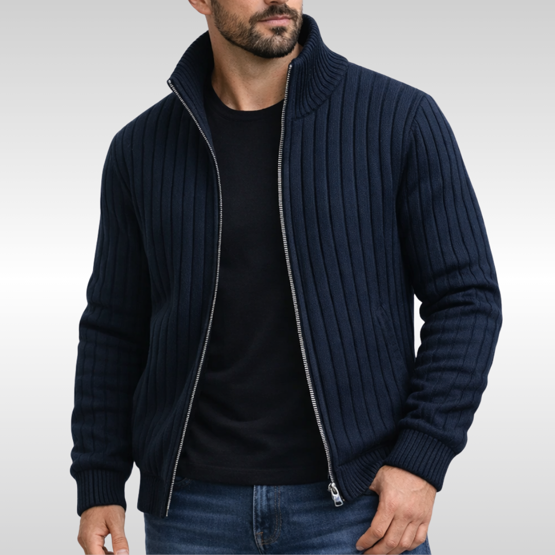 Austin | Men's Ribbed Knit Zip Up Cardigan Jacket