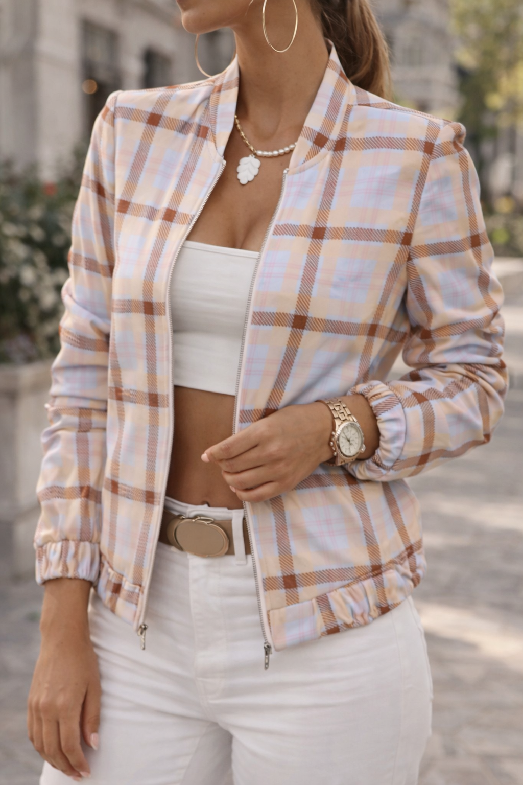 Xyla | Women's Zip Up Bomber Jacket for Everyday Layering